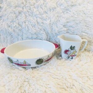 LOT OF 2 RORSTRAND Vintage MCM Swedish Verdura #4 Oval Dish & Creamer Cup #24